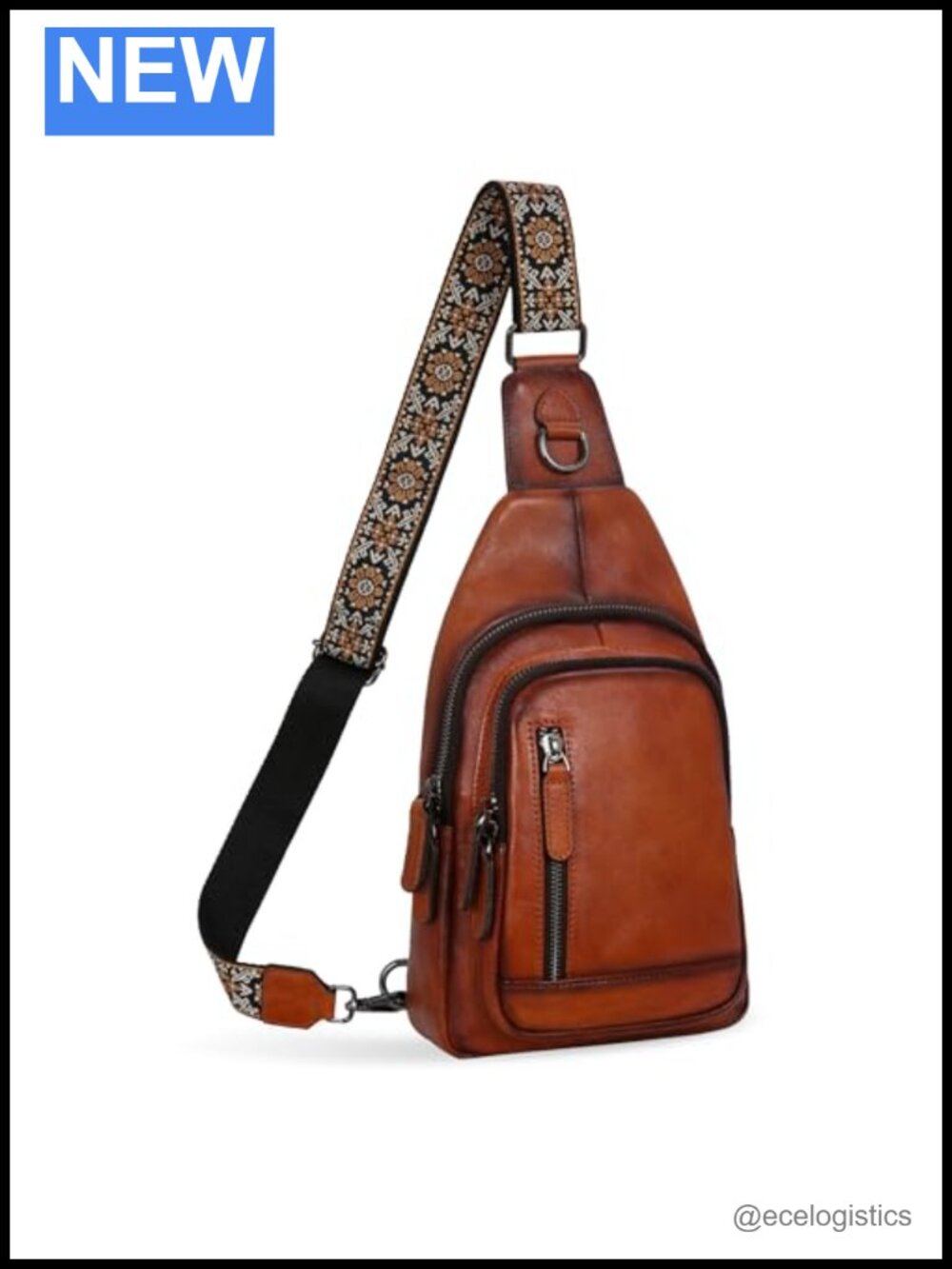 Genuine Leather Sling Bag RFID Crossbody Purse with Multiple Pockets Adjustable